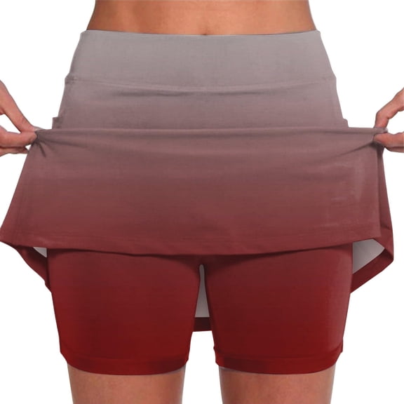 OSFVNOXV Workout Shorts Biker Skort Medium Waist Gradient Color Gym Sports Fitness Athletic Bottom with Pockets Mothers Birthday Gifts ,S-4XL