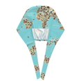 thumbnail image 3 of Kdxio World Travel Line Icons Map Pattern Turban Hat for Women Men Comfortable Adjustable Cleaning Working Cap with Sweatband, 3 of 8