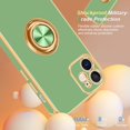 thumbnail image 3 of iPhone 12 Case, iPhone 12 Case with Ring Stand, 360° Rotatable Ring Holder Magnetic Kickstand Shiny Plating Gold Edge Slim Soft TPU Shockproof Protective Cover Case for Women Men, Matcha Green, 3 of 14