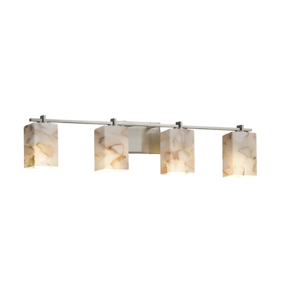 Justice Designs Alabaster Rocks Era 4-LT Bath Bar - Brushed Nickel - ALR-8444-15-NCKL
