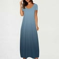 thumbnail image 2 of Meichang Robes d'Été pour Femmes 2025 Robe Maxi Grande Taille Imprimé Dégradé Robe Décontractée Manches Courtes Col Rond Robes T-Shirt Travail Coupe Ample Longue Robe, 2 of 6