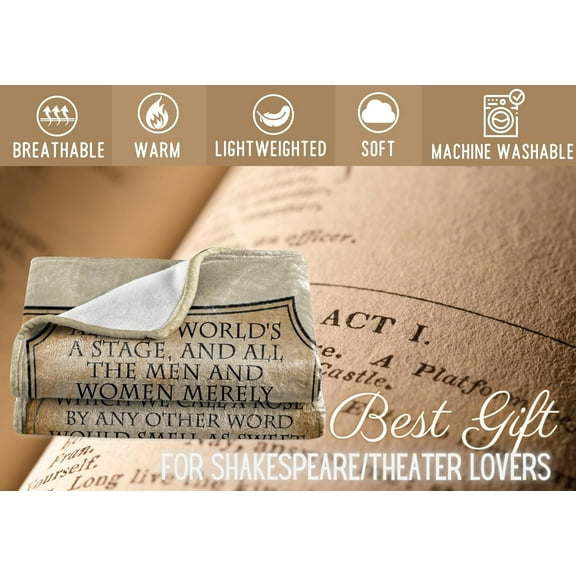 Shakespeare Gifts for Women Men - 50" x 60" Throw, Flannel Blanket - Birthday Gifts for Theater Lovers - to Be