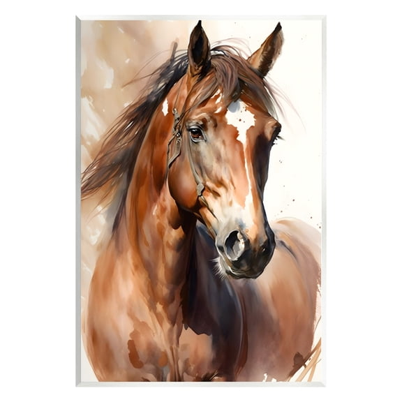 Stupell Industries Brown Horse Painting Animals & Insects Painting Unframed Art Print Wall Art, 10 x 15