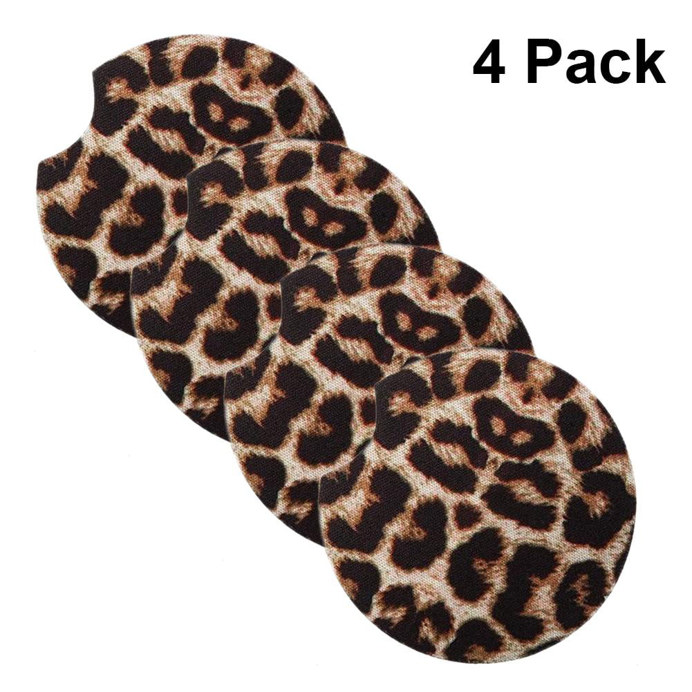 Car Coaster first car gifts cup holder car accessories coasters rubber back coaster leopard car coaster set of two coasters