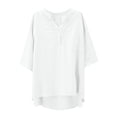 thumbnail image 4 of Guluxicc V Neck T Shirts for Women 3/4 Sleeve Solid Color Drawstring Neck Loose Fit Casual Oversized Womens Tee Shirts Cozy Tops, 4 of 8