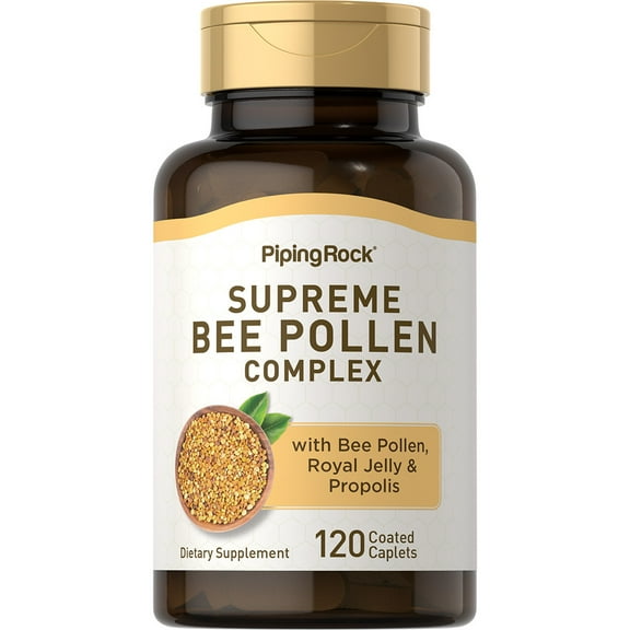 Bee Pollen Complex | 120 Coated Caplets for Men and Women | with Bee Propolis & Royal Jelly | by Piping Rock
