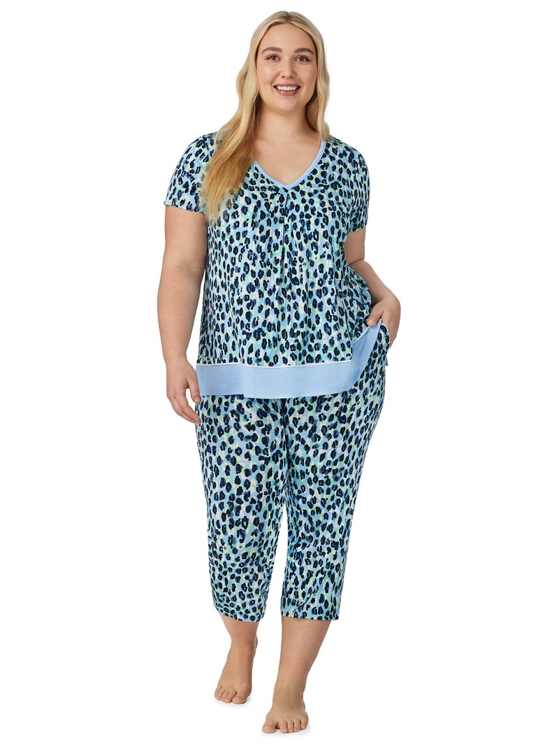 Secret Treasures Women's 2Pc Knit Pajama Set, Short Sleeve V-Neck