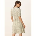 thumbnail image 4 of Vestido floral de gasa midi evasé con cuello Peter Pan para mujer Verde Claro XL, 4 of 6
