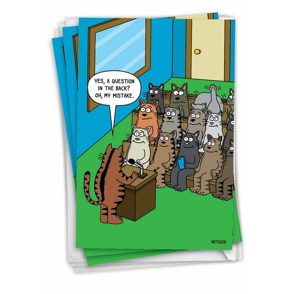 NobleWorks Pack of 3 Funny Birthday Greeting Cards with Envelopes (1 Design, 3 Each) Cat Question C3674BDG-C3x1