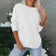 thumbnail image 6 of Womens Loose Sweatshirts Curved Side Split Hem Casual Trendy Pullover Tops Solid Color Long Sleeve Fall Clothes (L, White), 6 of 7