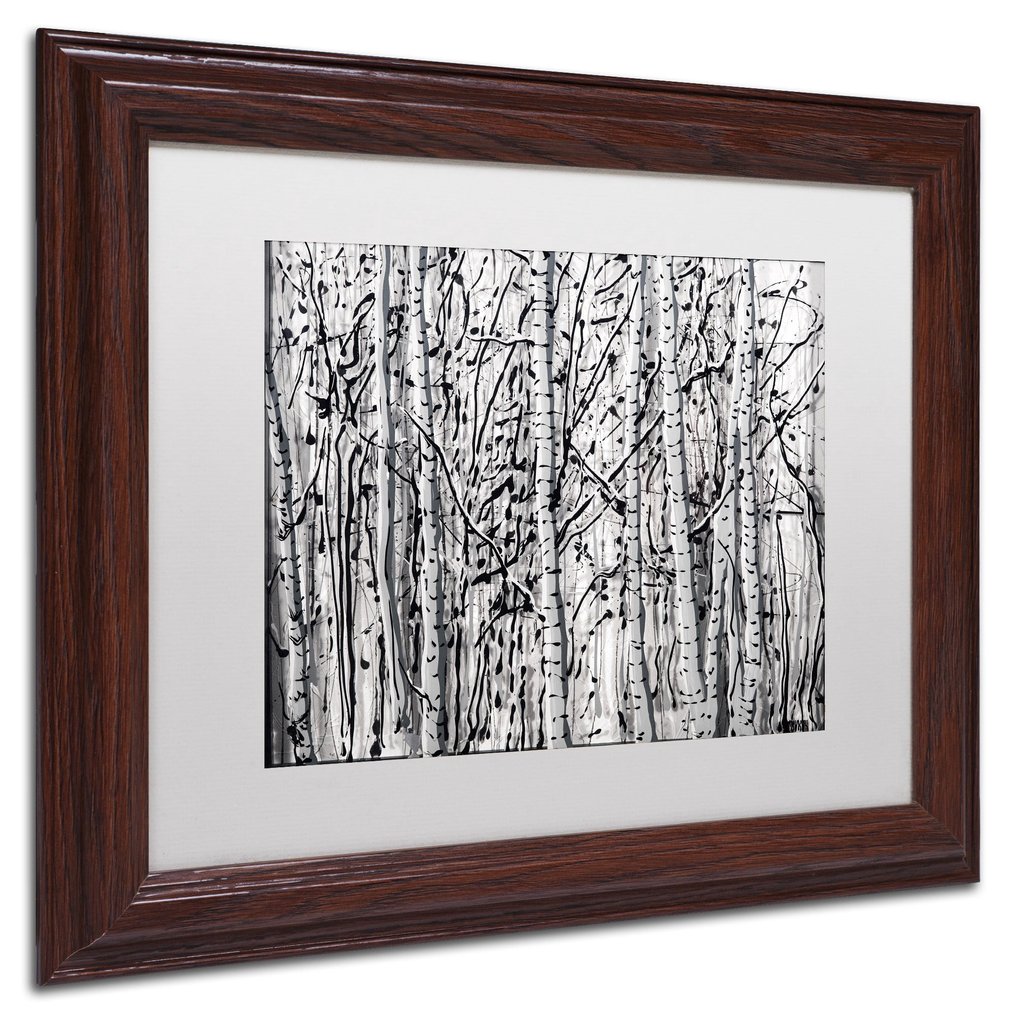 Trademark Fine Art "Winter Aspens" Canvas Art by Roderick Stevens White Mat, Wood Frame