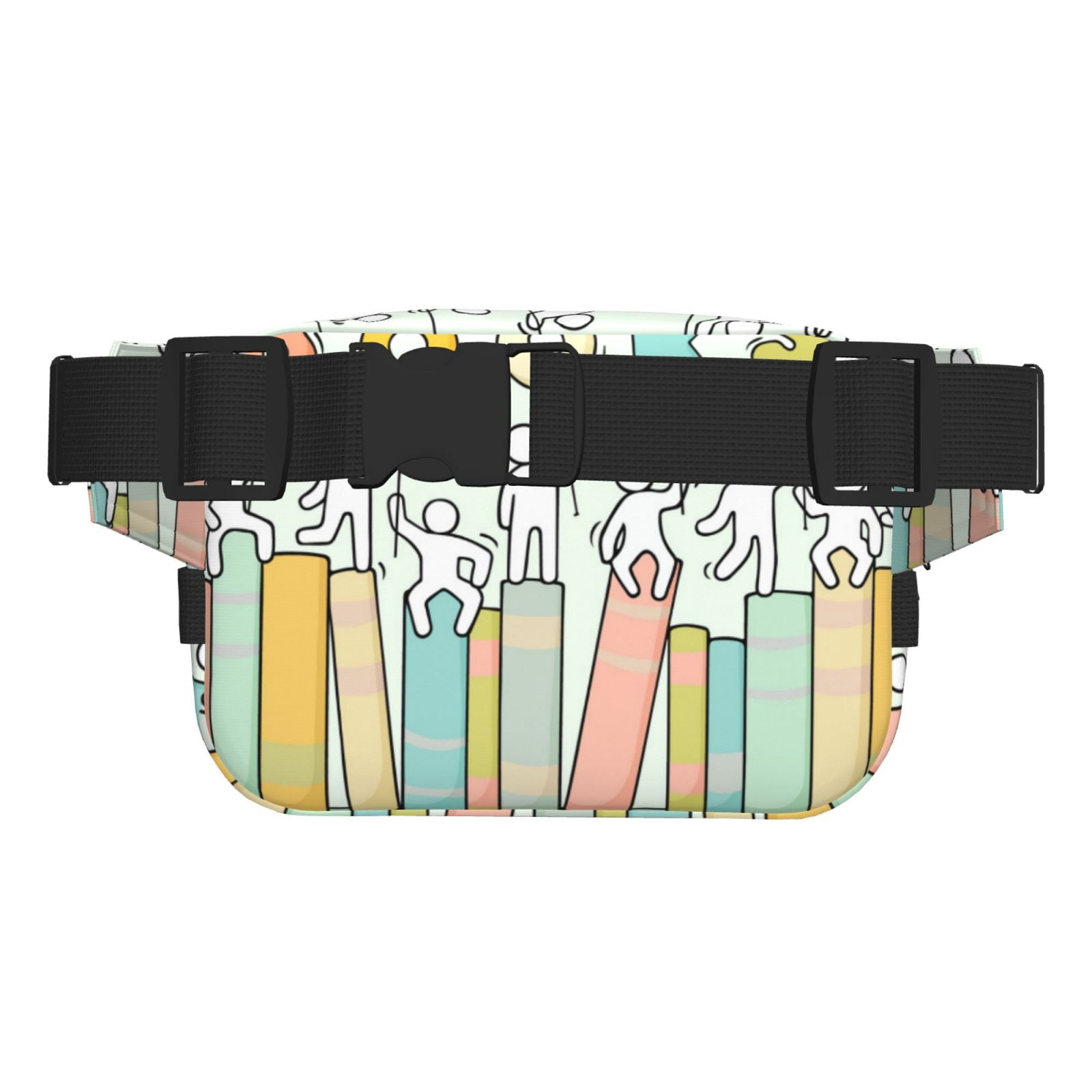 Picia Books Print Square Double-Layer Waist Bag Mini Adjustable Waist Belt Bag Exercise Running Travel Hiking