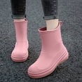 thumbnail image 2 of Puntoco Women's Short Rain Boots, Waterproof Platform Ankle Rain Booties, Non鈥慡lip Wear鈥慠esistant Rubber Outdoor Rain Shoes Pink, 2 of 6