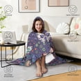 thumbnail image 4 of Wearable Blanket,Blue Butterfly Floral Leaf Purple Pattern Hooded Wearable Flannel Blanket for Adults & Teens with Buckle,Winter Poncho Shawl Wrap Cape,50"x60", 4 of 5