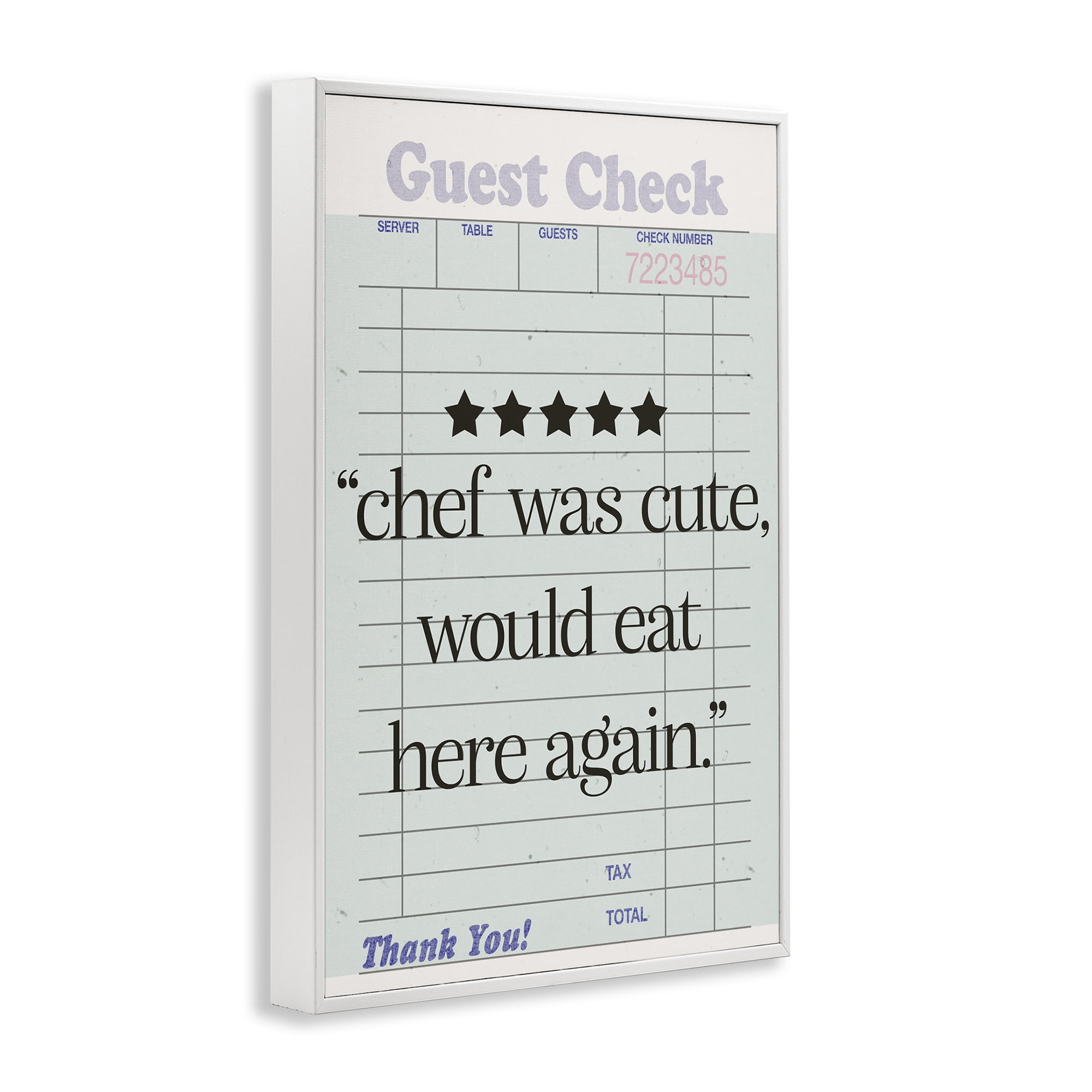Stupell Industries Cute Chef Guest Check Typography Painting White Framed Art Print Wall Art, 20 x 30