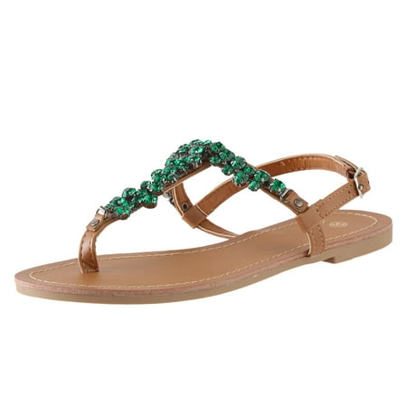 

ZHAGHMIN Summer Women S Sandals 2023 New Outdoor Flat Beach Sandals Rhinestone Sandals Shoes Female Clip Toe Flip Flops Slides Fashion Green Size7