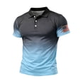 thumbnail image 2 of Men's US 250th Anniversary Gradient Polo Shirt with American Flag Patch and Short Sleeve Turn-Down Collar Featuring Quick Dry Fabric Dark Gray XXL, 2 of 4