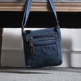 thumbnail image 5 of Bolso de mezclilla informal Bolso bandolera retro Bolso de hombro de color sólido Bolso de almacenamiento cuadrado con cremallera para mujeres Señoras, 5 of 5