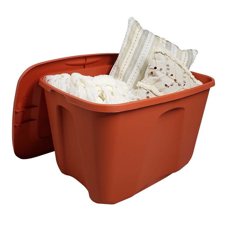 Sterilite 18 gal. Orange Plastic Storage Container Bin Tote with, Storage  Bins