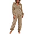 thumbnail image 6 of Purcolt Women's Flannel Fleece Hooded Jumpsuits Casual Long Sleeve Zip-up Onesie Pajamas Winter Warm One Piece Casual Loungewear with Pockets, 6 of 9