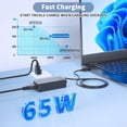 thumbnail image 6 of Replacement 65W Laptop Charger USB Type C, Compatible with Lenovo ThinkPad T480s T580s T490 E480 E580 Chromebook C330 S330 100e 300e 500e,Yoga C930 C940 720, 6 of 8