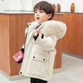 thumbnail image 2 of KAUOD Boys Winter Parka Coats Faux-F𝐮r Hood Waterproof Puffer Jackets Kids Toddler Padded Insulated Ski Outwear with Pockets, 2 of 5