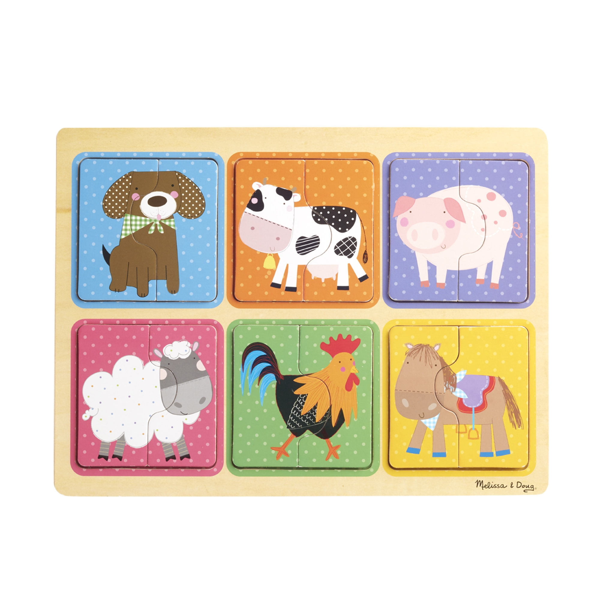 Melissa & Doug Animal Picture Boards With 16 Wooden Animals 8 Double Sided Board for sale online 
