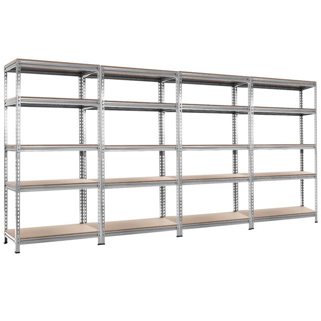 Costway 4 PCS 5-Tier Metal Storage Shelves 73" Garage Rack W/Adjustable Shelves Silver