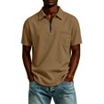 thumbnail image 5 of Fabrcox Men's Short Sleeve Polo Shirts Quarter Zip Men Collar Shirts Regular Fit Solid Color Athletic Casual Business Men Golf Shirt with Pockets Khaki XXL, 5 of 5