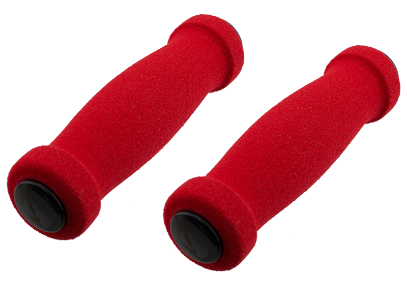 Short Foam Bike Grips, Various Colors and Styles (Red, Without