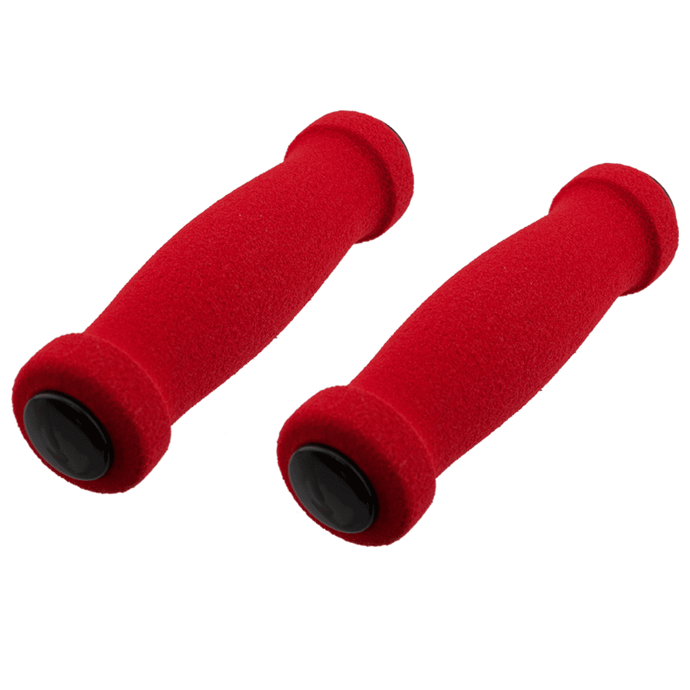Short Foam Bike Grips, Various Colors and Styles (Red, Without