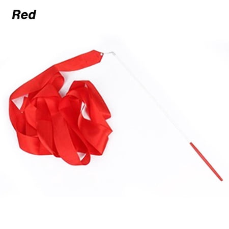 10 Colors Gymnastics Ribbon Twirling Rod Rainbow Stick Dance Ribbon Colorful Gym Ribbons Artistic Gymnastics Ribbon Rhythmic Art Training RED