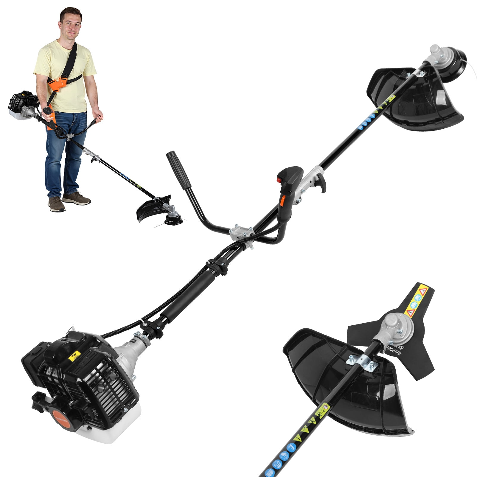 Wliqien 52CC 2-Stroke Gas Powered Lawn Mower with Ergonomic Handle, Powerful Engine Weed Trimmer Lawn Mower, Gas Powered Hedge Trimmer, Weed Eater
