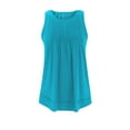 thumbnail image 4 of Lovskoo Tank Tops for Women 2024 Tank Front Pleated Summer Tops Sleeveless Round-Neck Casual Solid Color Plain Basic Tee Blouse Sky Blue, 4 of 9