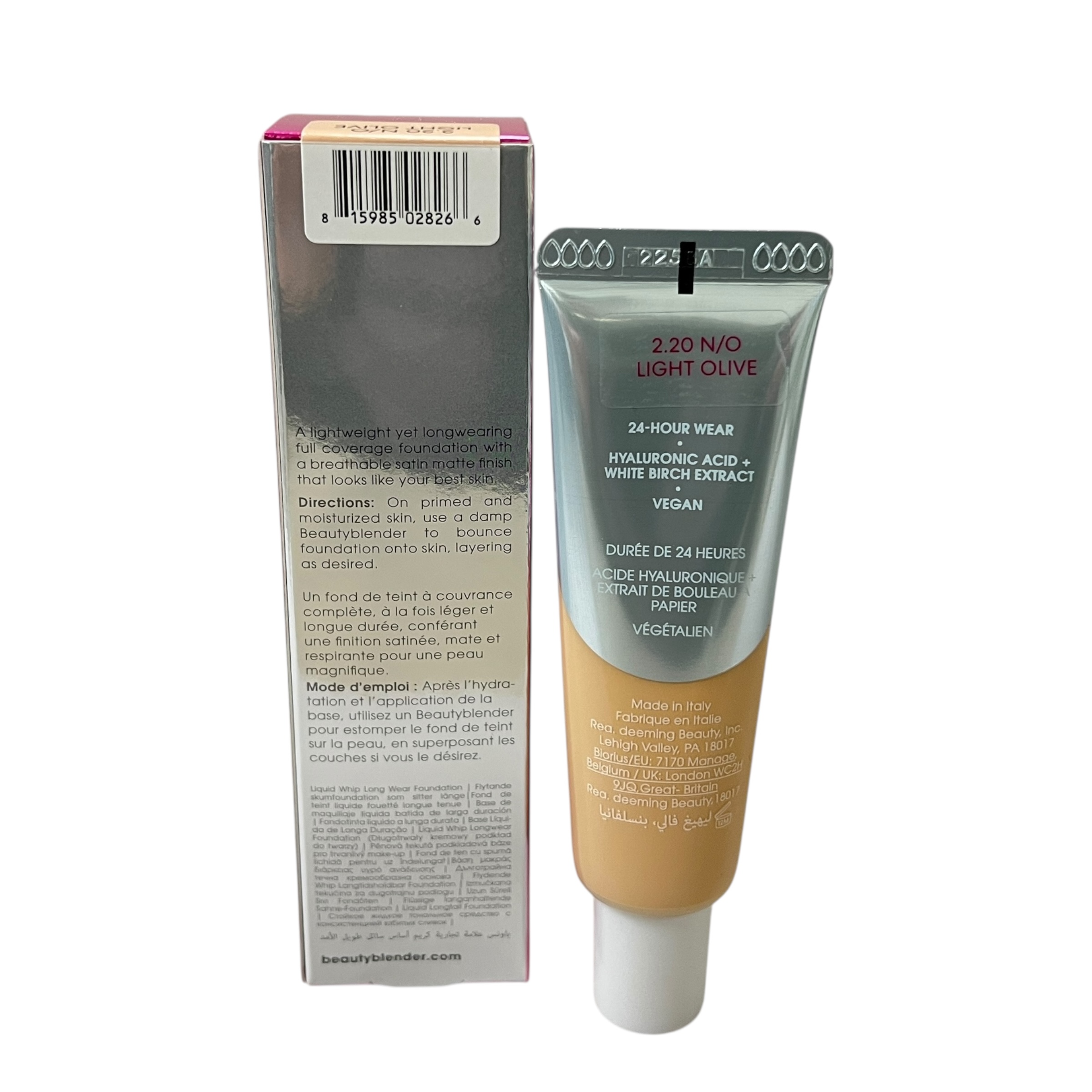 Beauty Blender Bounce Foundation Liquid Whip Long Wear Foundation 1 fl oz 2.20 N/O Light Olive