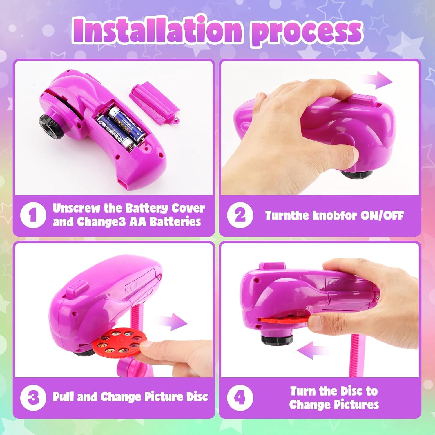 Wiher Kids Drawing Projector, Tracing and Drawing Projector Toys for Girls Aged 3+,Kids Smart Projector with 32cartoon patters and 12color Brushes for Children Learn to Draw and Sketch (Pink)