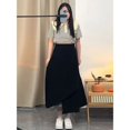 thumbnail image 4 of Falda holgada de corte A de talla grande, nueva falda de traje negro de estilo primavera-verano, moldeadora corporal adelgazante en forma de pera, moda para mujer, 4 of 5