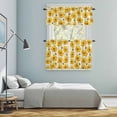 thumbnail image 5 of Golden Chrysanthemum Kitchen Curtains Sets for Windows 24 Inch Length, Farmhouse Bees Floral Burlap Rod Pocket Window Treatments Tier Curtains and Valances Set for Bedroom/Bathroom, 5 of 8