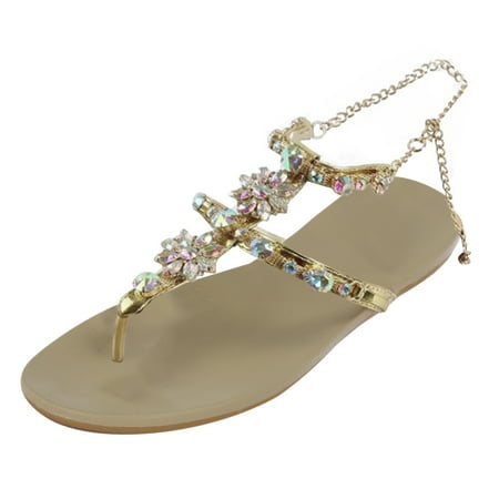 Women s Fashion Casual Flats Born Sandals for Women Rhinestone Round Toe Sandals Jelly Sandals for Women Buckle Strap Shoes