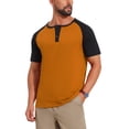 thumbnail image 4 of INSPIRE CHIC Men's Button Down Color Block Short Sleeve Raglan Henley Shirts S Orange, 4 of 5