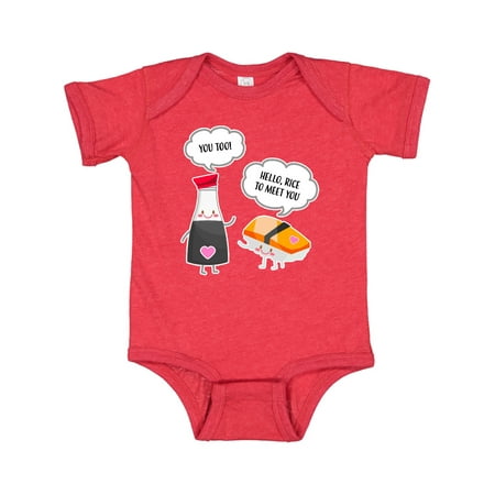 

Inktastic Cute Sushi and Soy Sauce Rice To Meet You Gift Baby Boy or Baby Girl Bodysuit