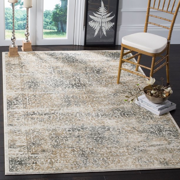 SAFAVIEH Princeton Tennyson Overdyed Floral Area Rug, Silver/Anthracite
