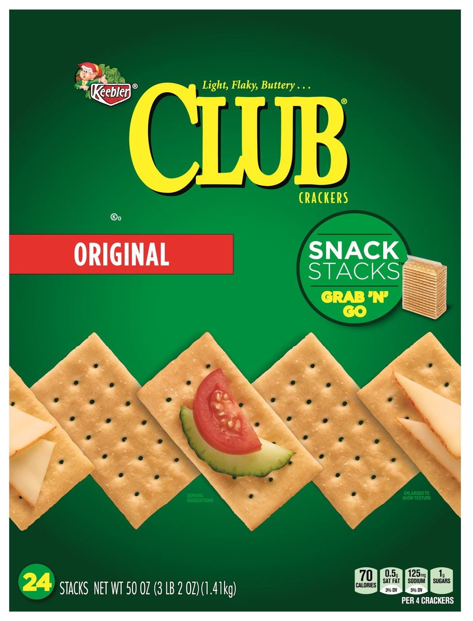 Original Keebler Club Light & Buttery Cracker Snack Stacks, Grab 'N' Go