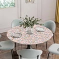 thumbnail image 2 of Easter Pink Fitted Tablecloth with Elastic Edged, Round Table Cloth for Dining Table, Cute Rabbits Spring Daisy Eggs Rustic Plants Waterproof Oil Proof Table Cover for Indoor Outdoor 36"-44", 2 of 8