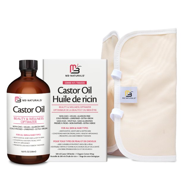 Aceite de ricino org�nico puro prensado en fr�o sin hexano - Botella de vidrio de 500 ml para nutrir el cabello, las pesta�as, las cejas y la piel (K