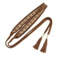thumbnail image 2 of Eosunjian Women Dress Belt Braided Lace Decorated Tassel End Waistband Solid Color Waist Cord Costume Accessories Camel, 2 of 13