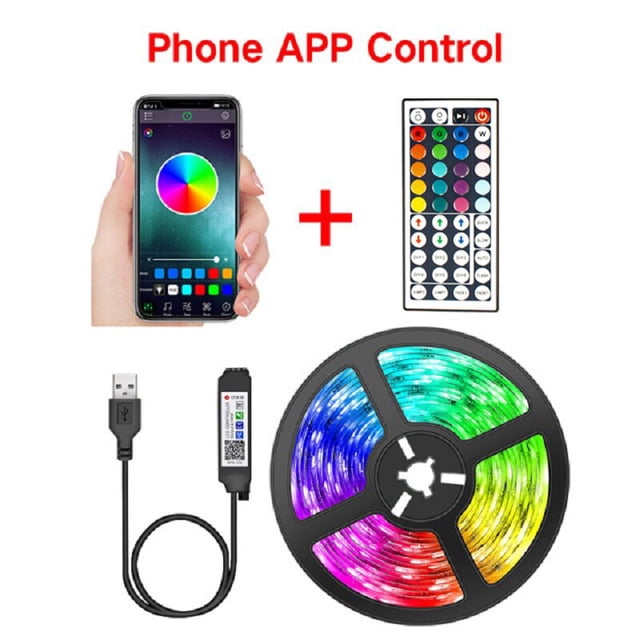 Tira de luces LED de Control infrarrojo para decoración de habitación, cinta de luces de hielo de neón SMD5050 para fondo de TV, luces LED USB con 44 teclas, DC5V