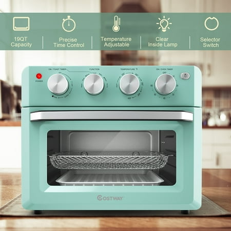 Costway - Air Fryer Toaster Oven 19 QT Dehydrate Convection Ovens w/ 5 Accessories - Mint green