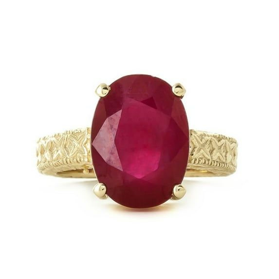 Galaxy Gold 14k Solid Gold Filigree Ring Oval Shape Ruby 5277 (Yellow-Gold, 10.5)