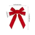 thumbnail image 3 of YIKA Velvet Ribbon Christmas Red Swallowtail Bow Decoration Wires Trims Flocking Bow Christmas Decorations A, 3 of 6